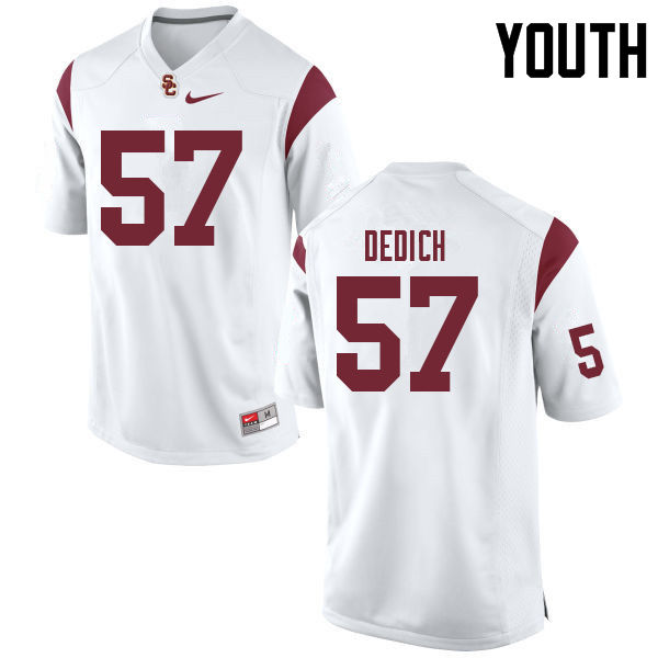 Youth #57 Justin Dedich USC Trojans College Football Jerseys Sale-White